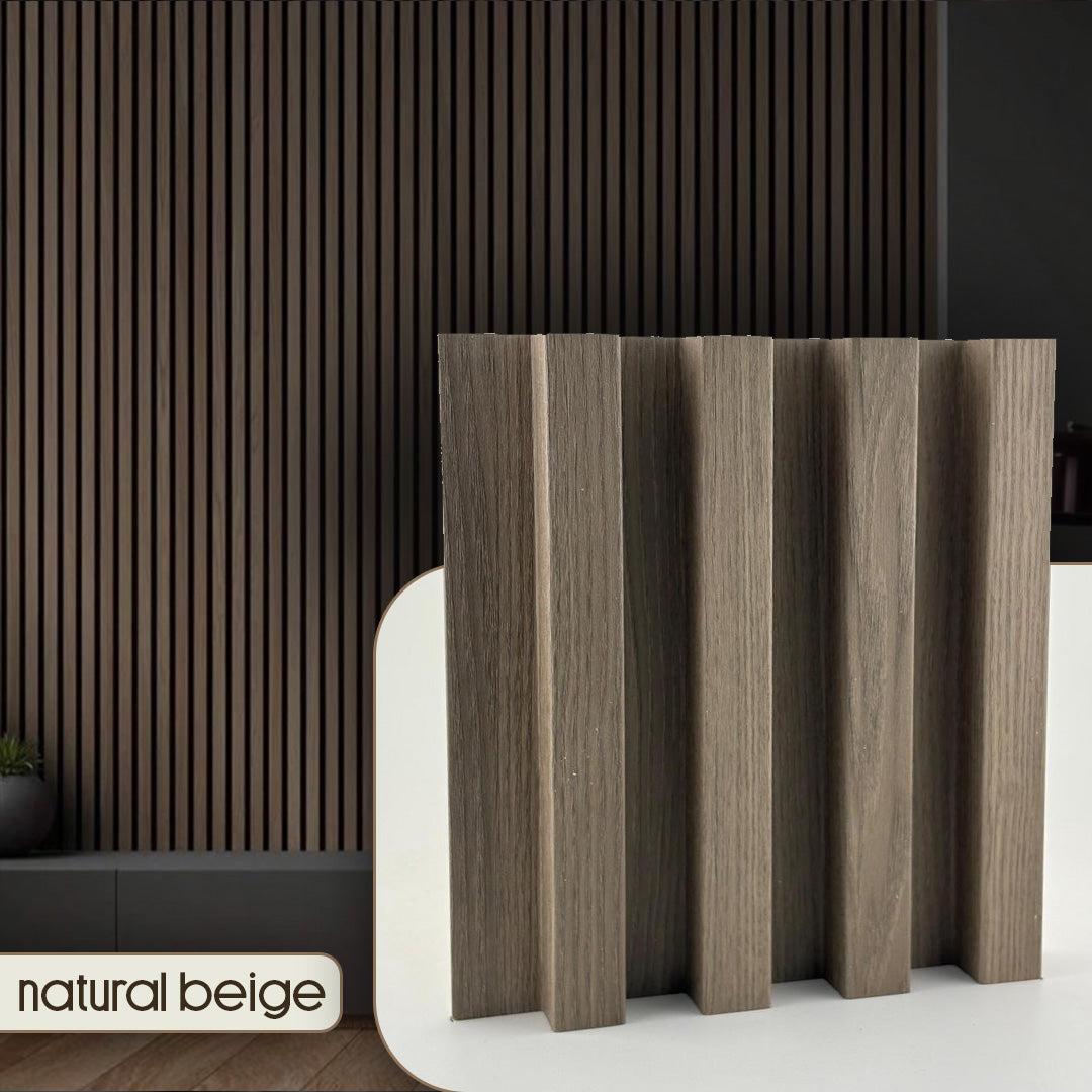 Wooden panel with wavy texture in natural beige color against a dark background