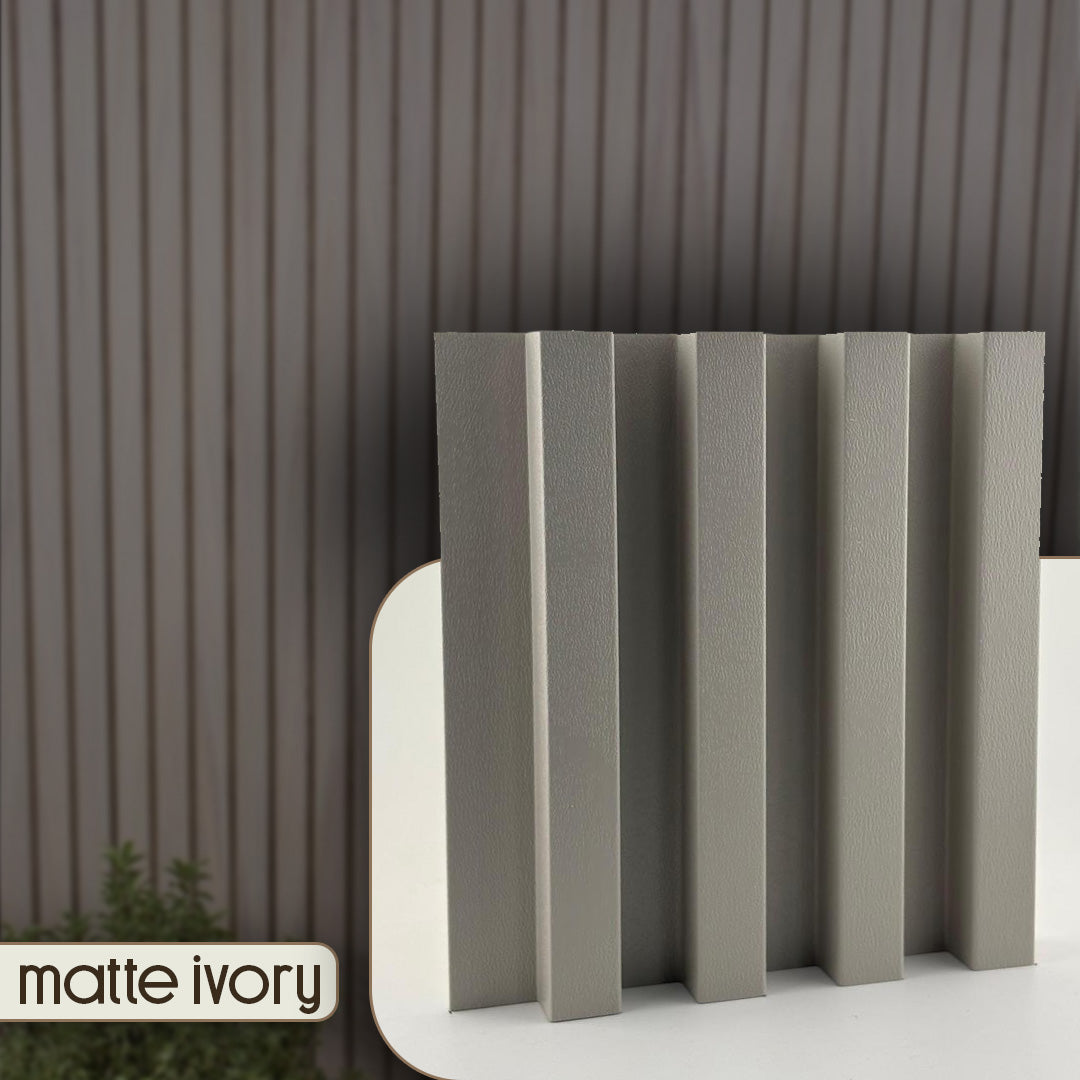 Textured rectangular object labeled 'matte ivory' against a striped background