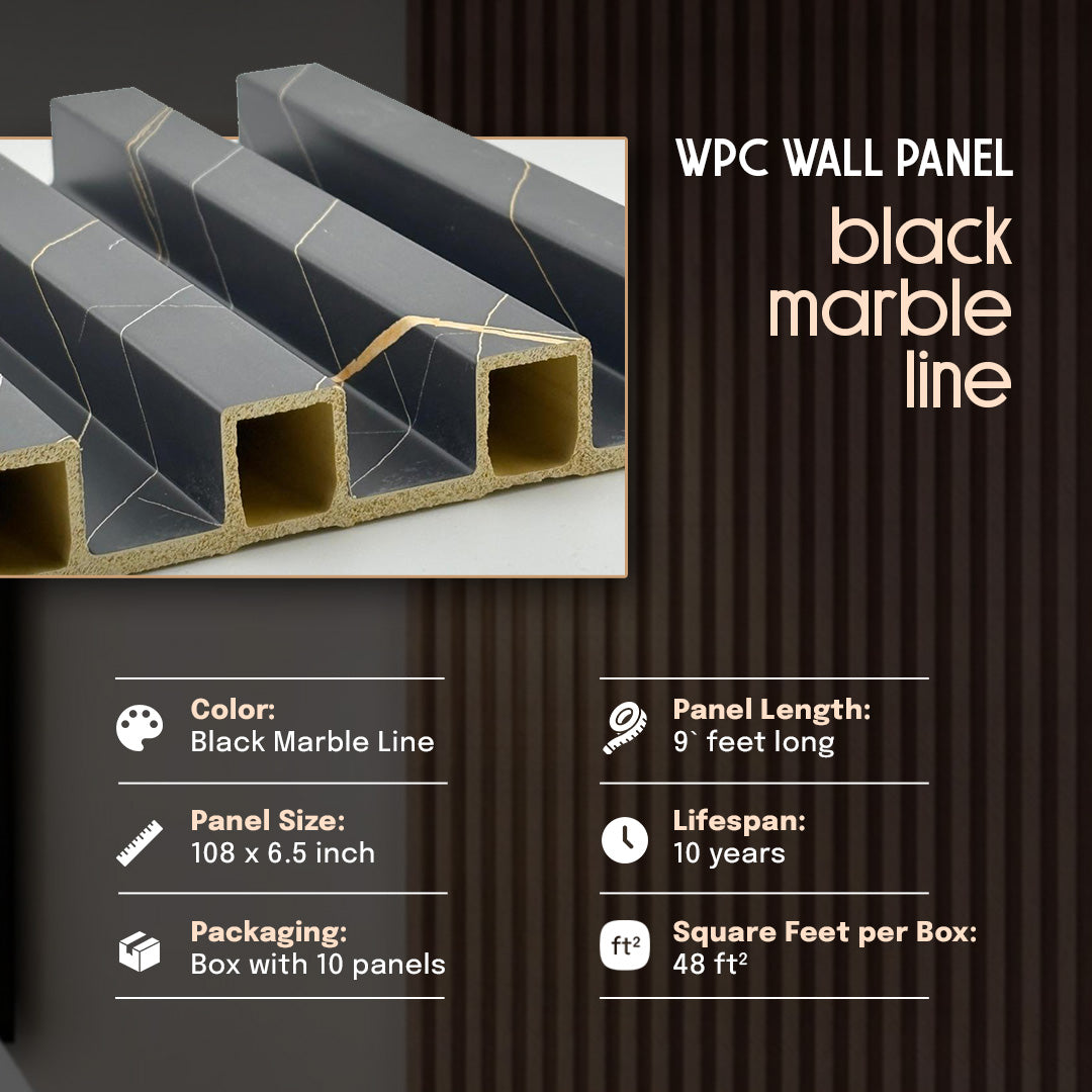 WPC wall panel with black marble line design on a dark background, wpc, wpc wall panel, wall panel