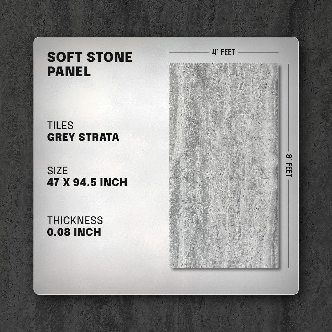 Soft stone panel with gray strata pattern on a dark background, soft stone,faux stone, wall panel , grey strata, soft stone panel, faux stone panel, stone look wall panel
