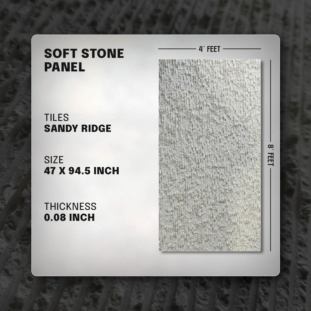 Soft stone panel with sandy ridge texture on a textured gray background, sandy ridge, wall panels, soft stone, soft stone wall panels, faux stone, faux stone wall panel, stone look wall panel, soft stone panel