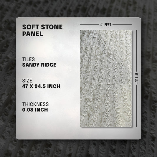 Soft stone panel with sandy ridge texture on a textured gray background, sandy ridge, wall panels, soft stone, soft stone wall panels, faux stone, faux stone wall panel, stone look wall panel, soft stone panel
